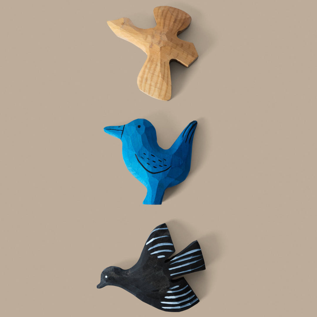 Ferm Living Bird Hand-carved Magnets - Set of 3 - Batten Home