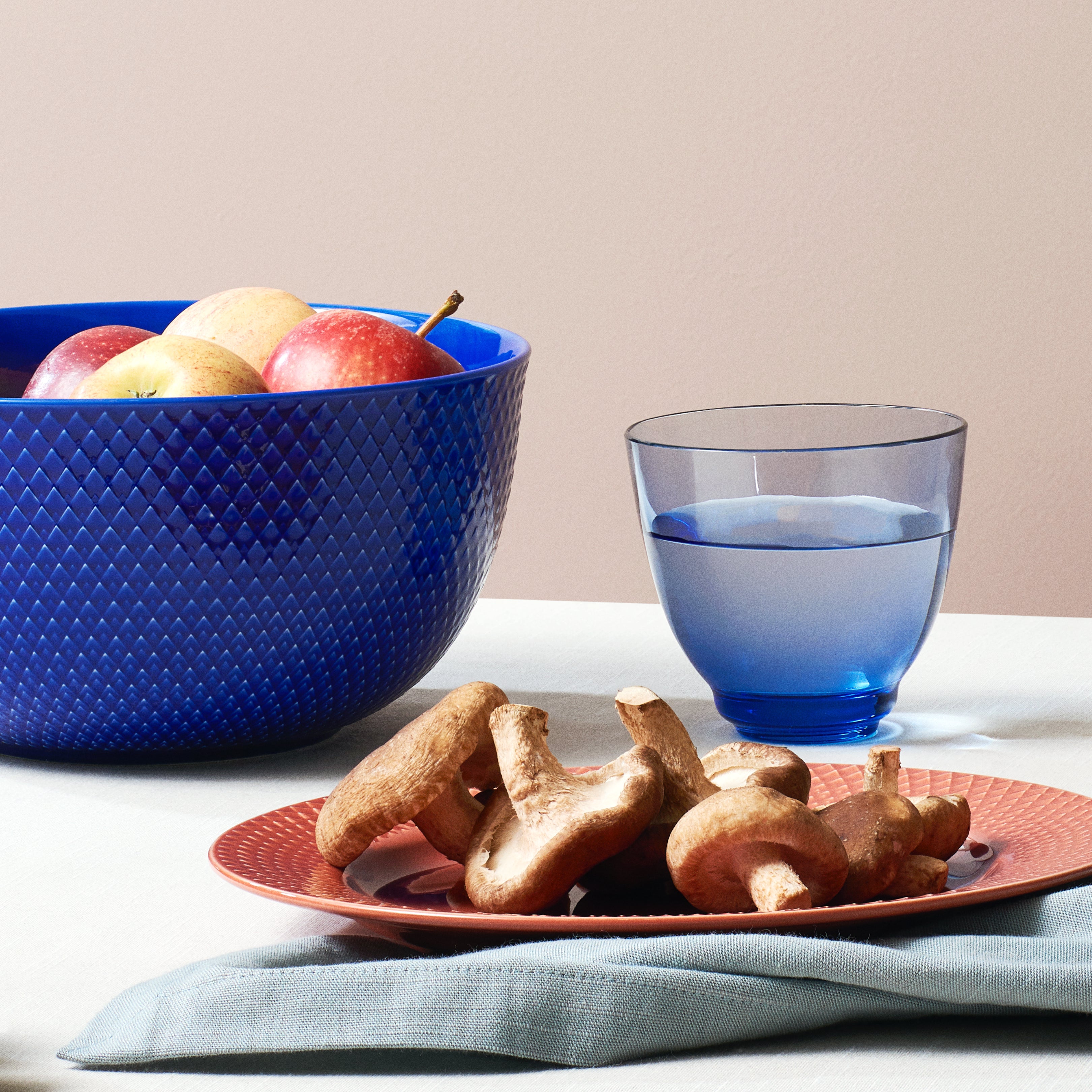 Lyngby Porcelain Rhombe Serving Bowl 22 Dark Blue