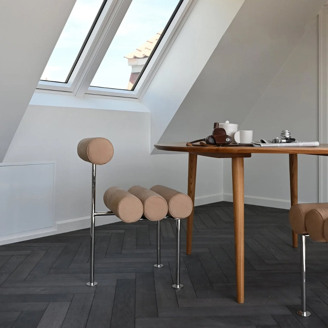 Hiro Dining Chair, Stainless Steel - Nubuck