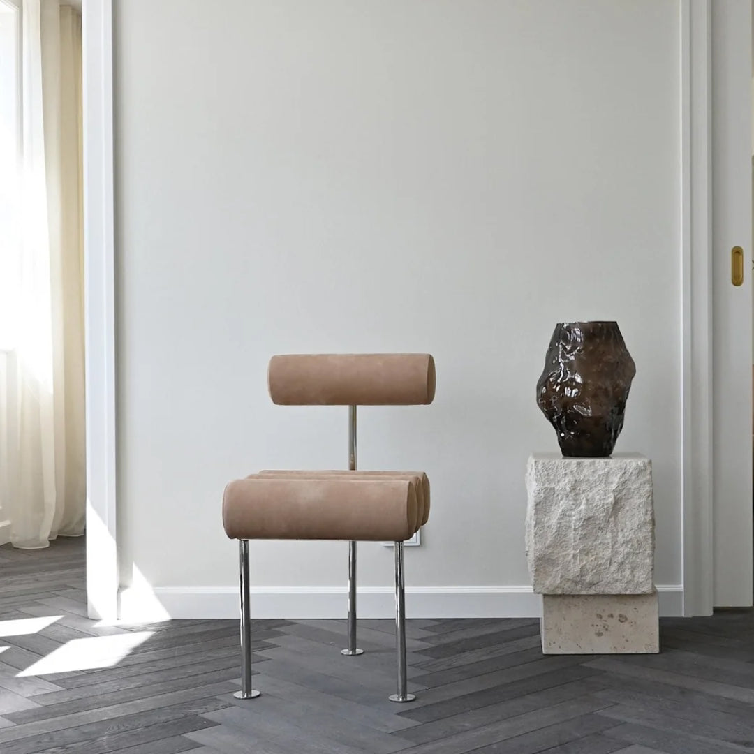 Hiro Dining Chair, Stainless Steel - Nubuck