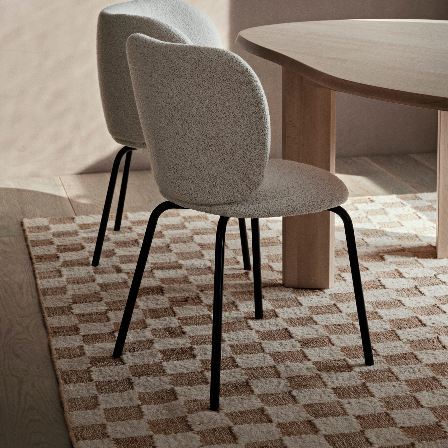 Check Wool Jute Rug - 200 x 300