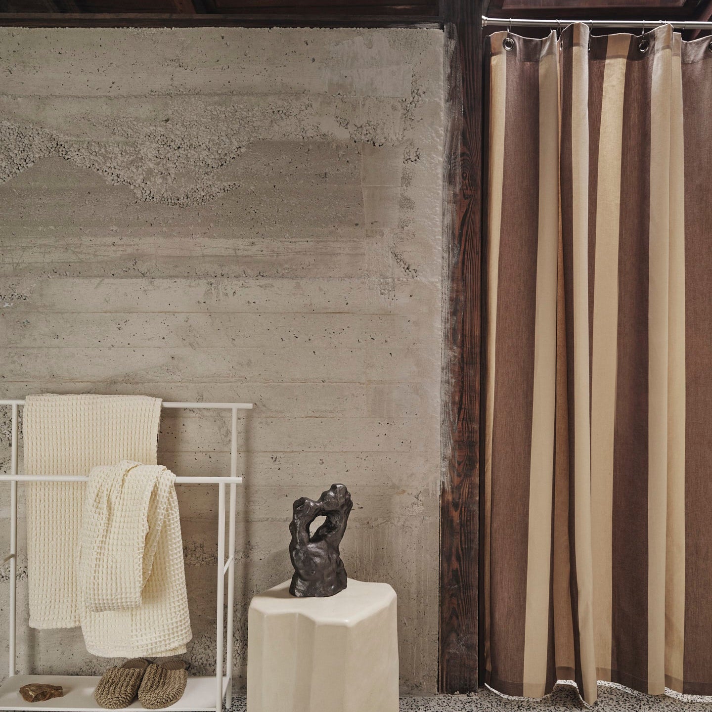 Chambray Shower Curtain - Carob Brown/Parchment
