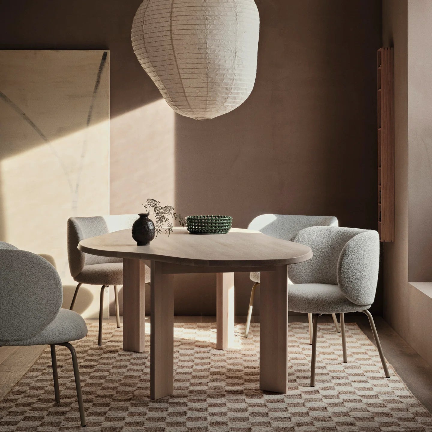 Rico Dining Chair - Soft Bouclé - Off-White Melange/Cashmere
