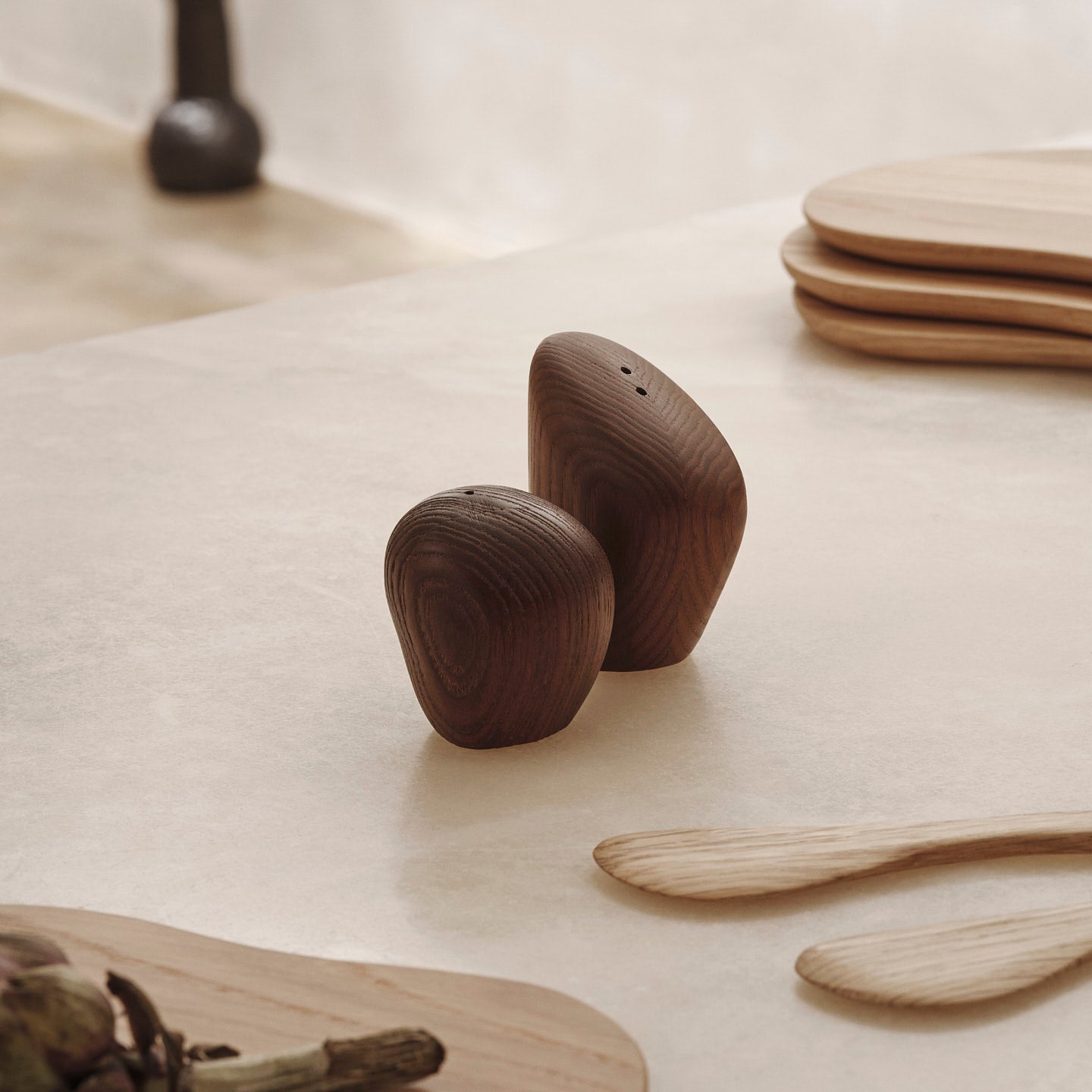 Cairn Salt and Pepper Shakers - Set of 2 - Dark Brown