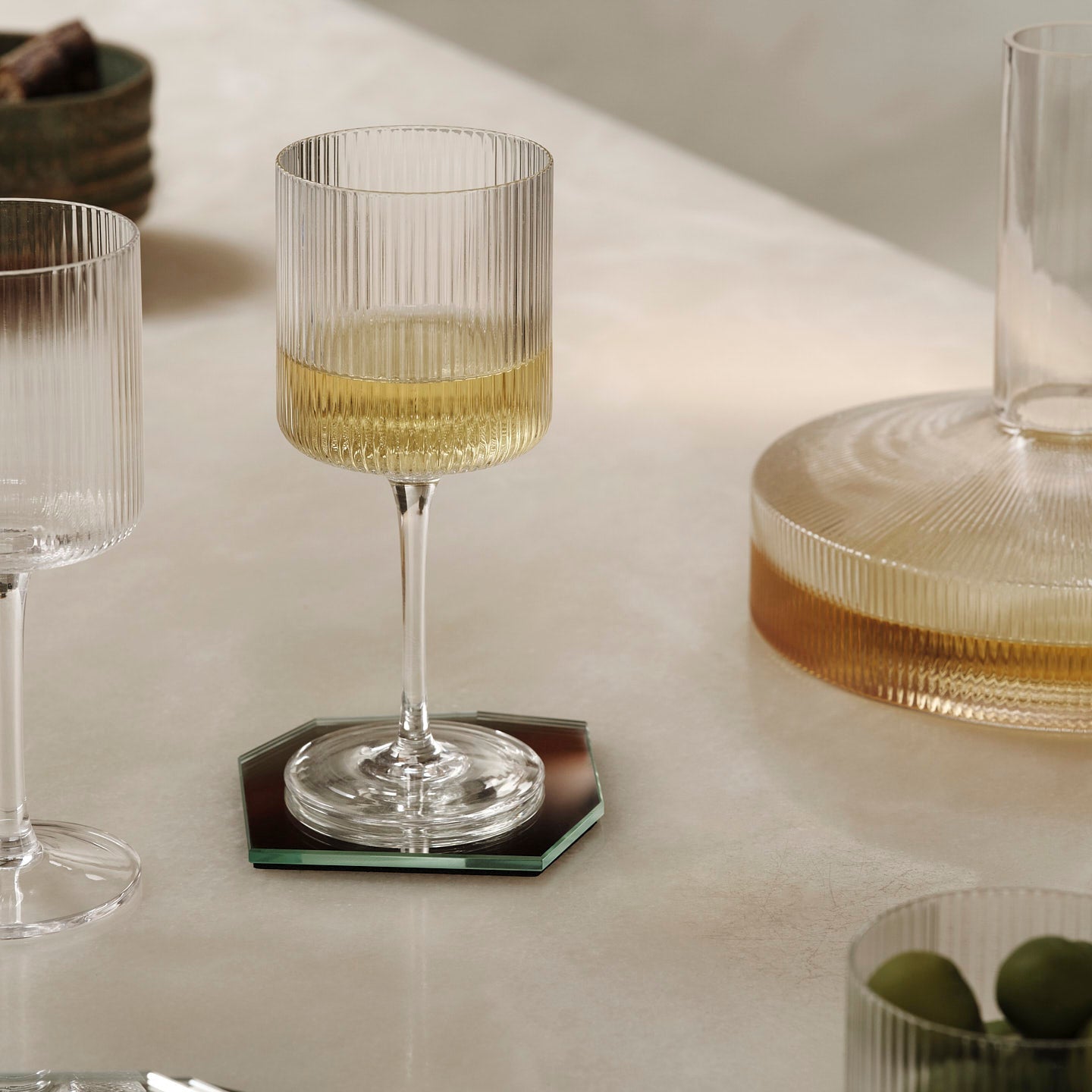 Ripple White Wine Glasses - Set of 2 - Clear