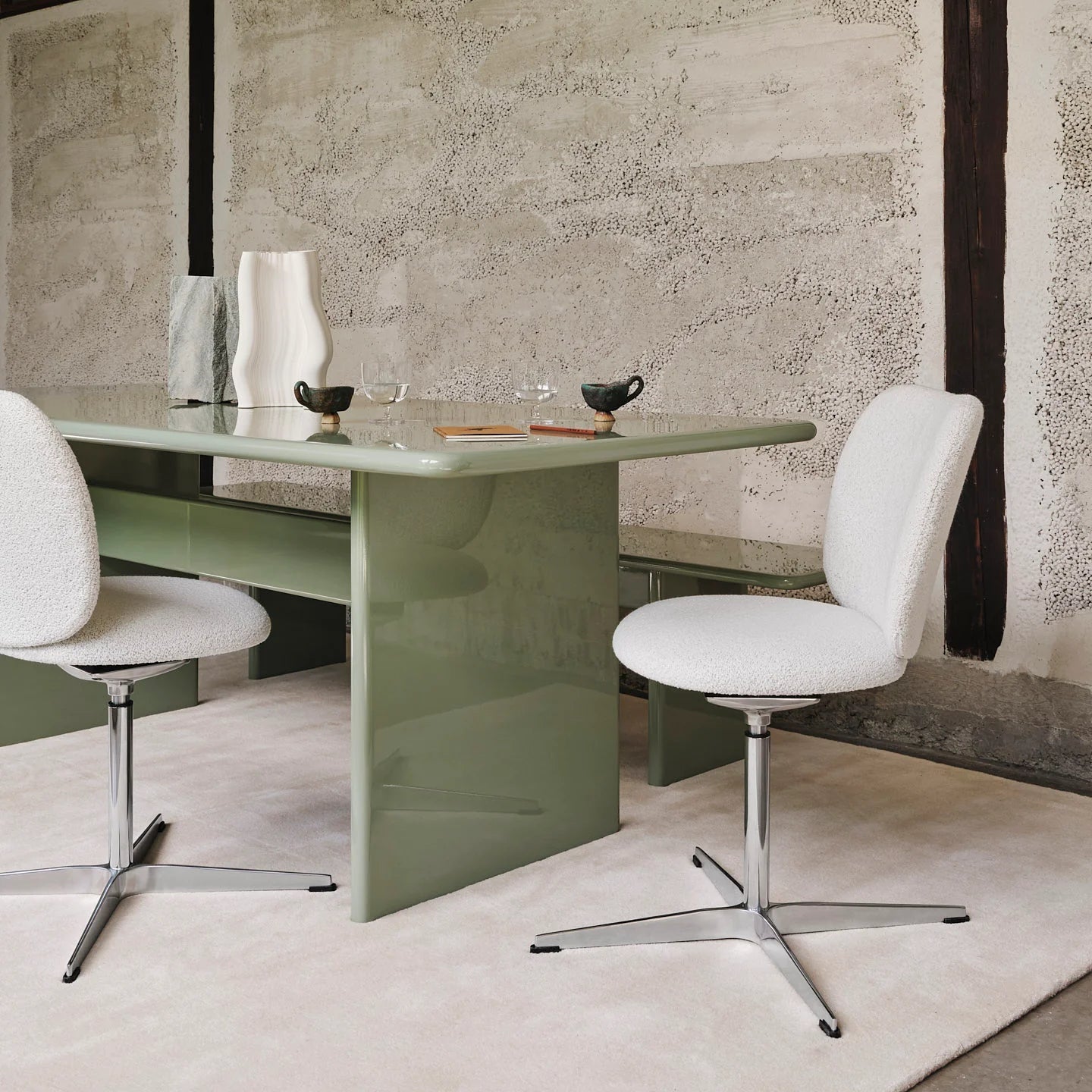 Rico Dining Chair - Swivel - Soft Bouclé - Off-White Melange