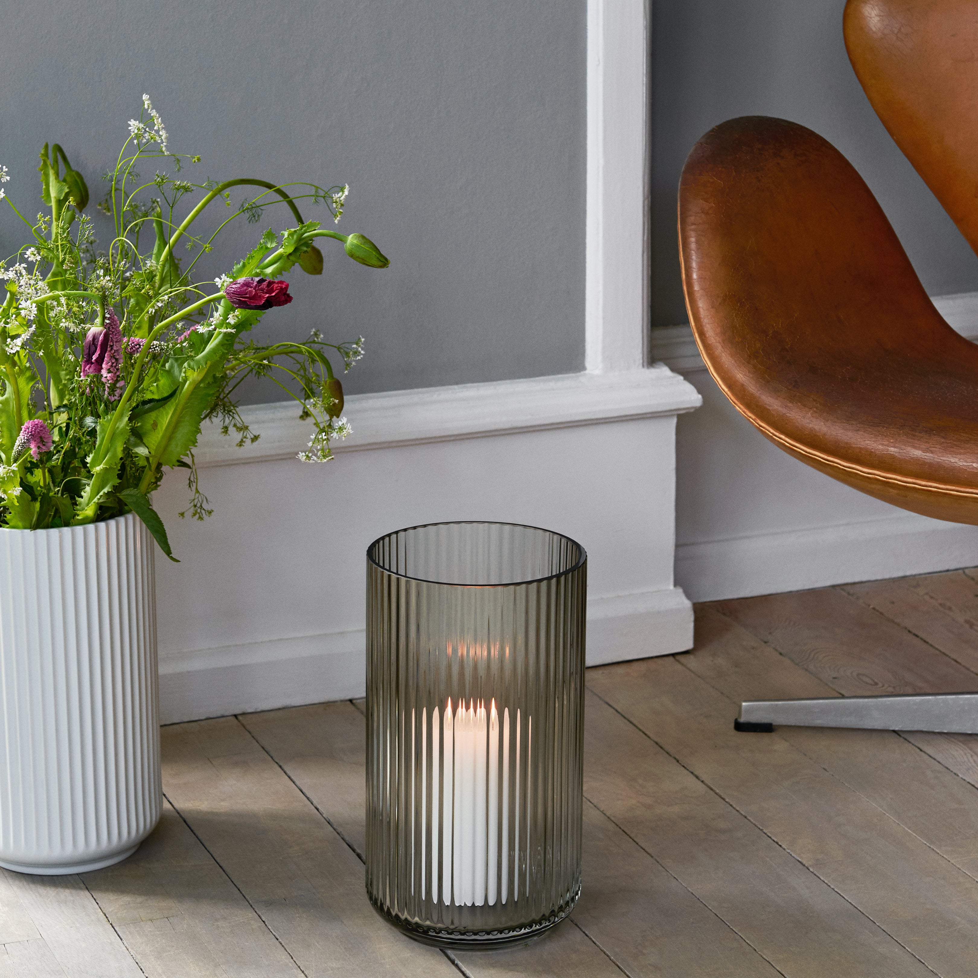 Lyngby Porcelain Glass Vase 38 Smoke