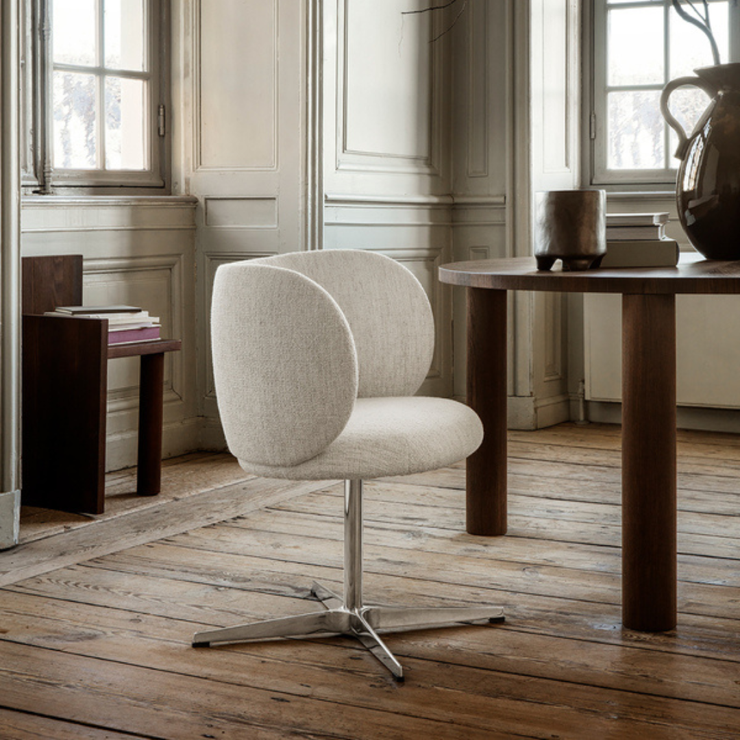 Rico Swivel Dining Chair - Bouclé Off-White