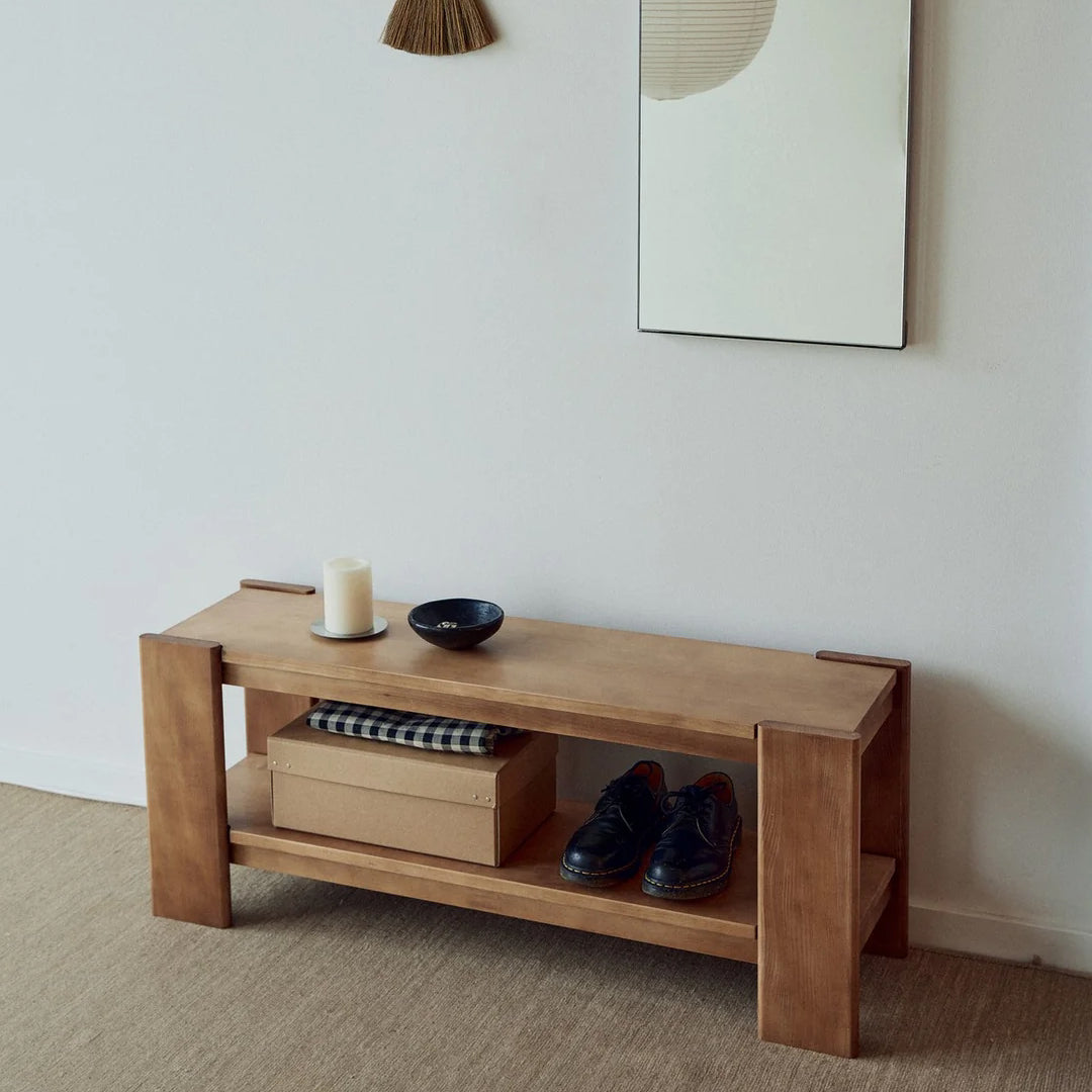 Form and Refine Beam Bench, Deep Brown Pine - Batten Home