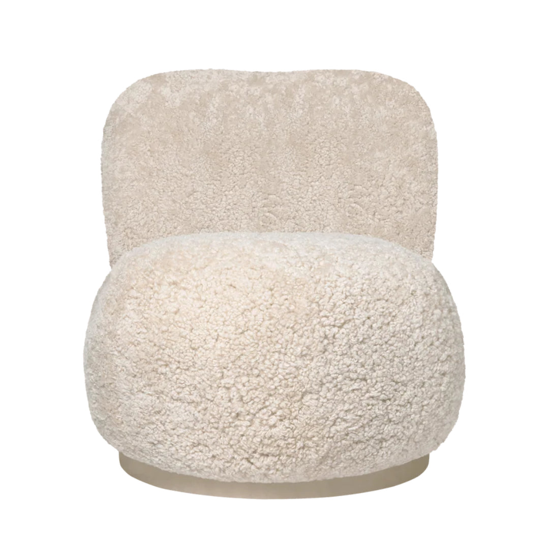 Ferm Living Rico Piccolo Lounge Chair - Swivel - Sheepskin - Moonlight - Batten Home