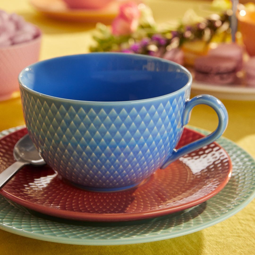 Lyngby Porcelain Rhombe Lunch Plate 21 Aqua