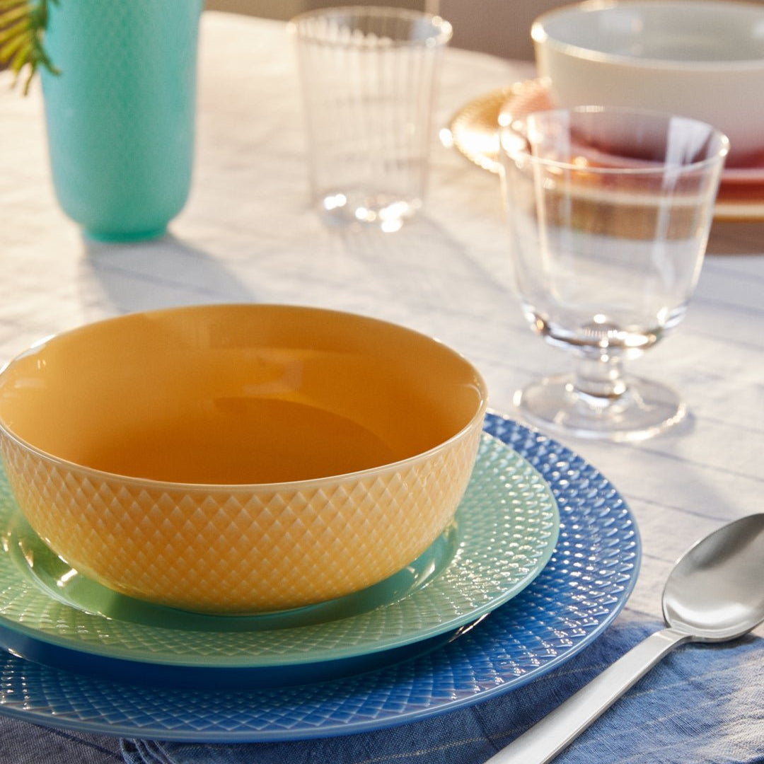 Lyngby Porcelain Rhombe Dinner Plate 27 Blue