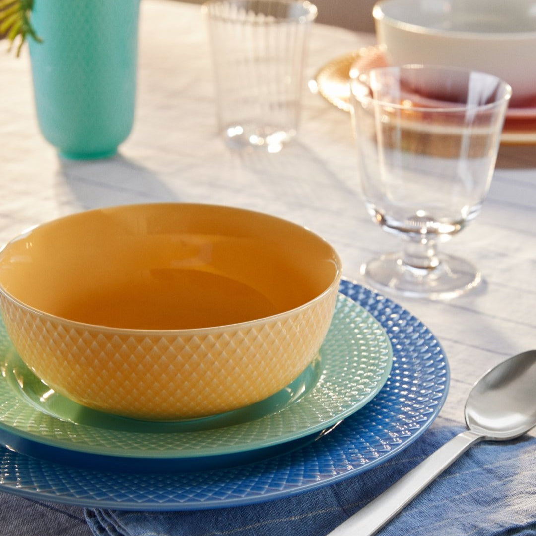Lyngby Porcelain Rhombe Lunch Plate 21 Aqua
