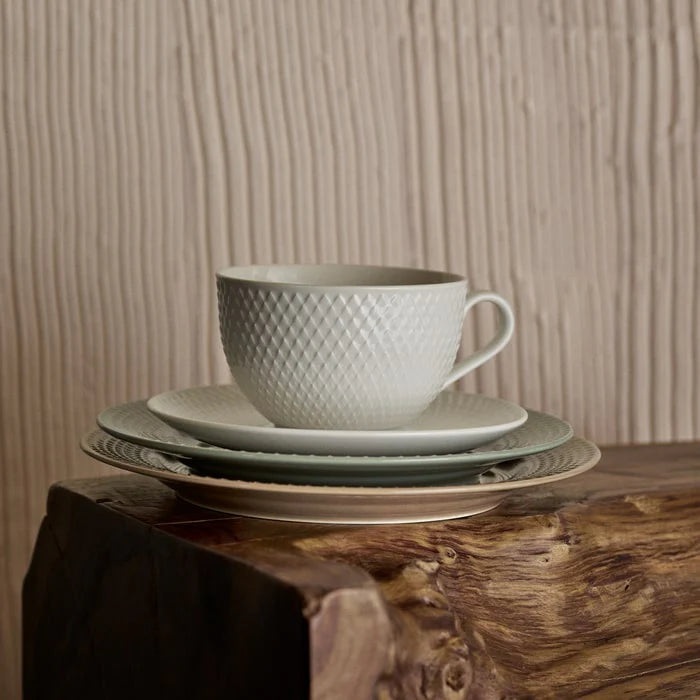 Lyngby Porcelain Rhombe Tea Cup w/ Saucer