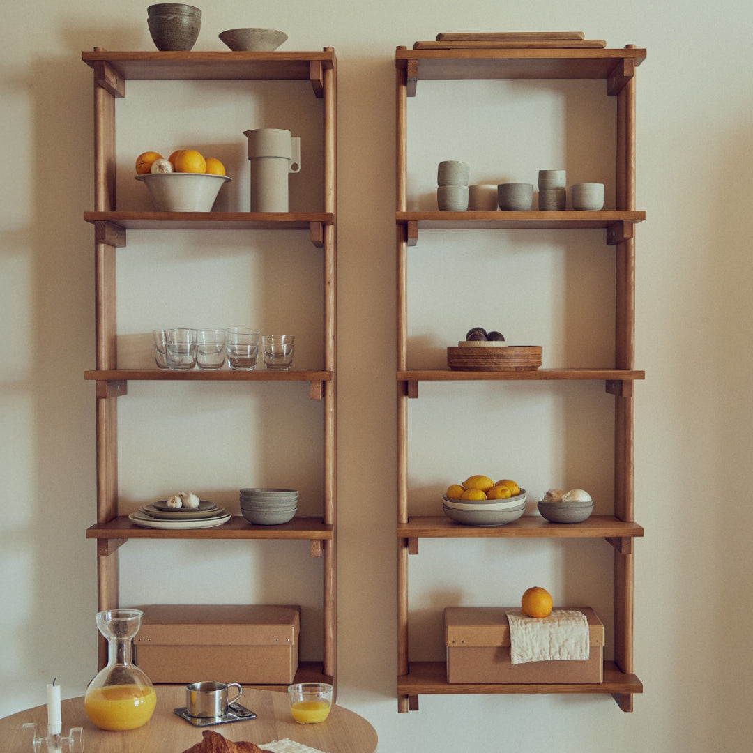 Form and Refine Beam Wall Shelf 5, Deep Brown Pine - Batten Home