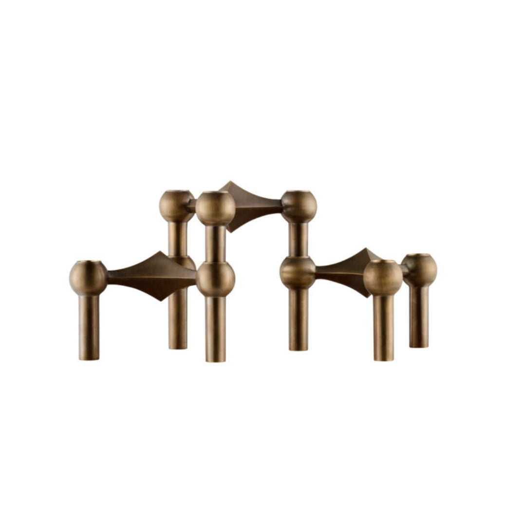 STOFF Nagel Candle Holder, Bronzed Brass, Set of 3 - Batten Home