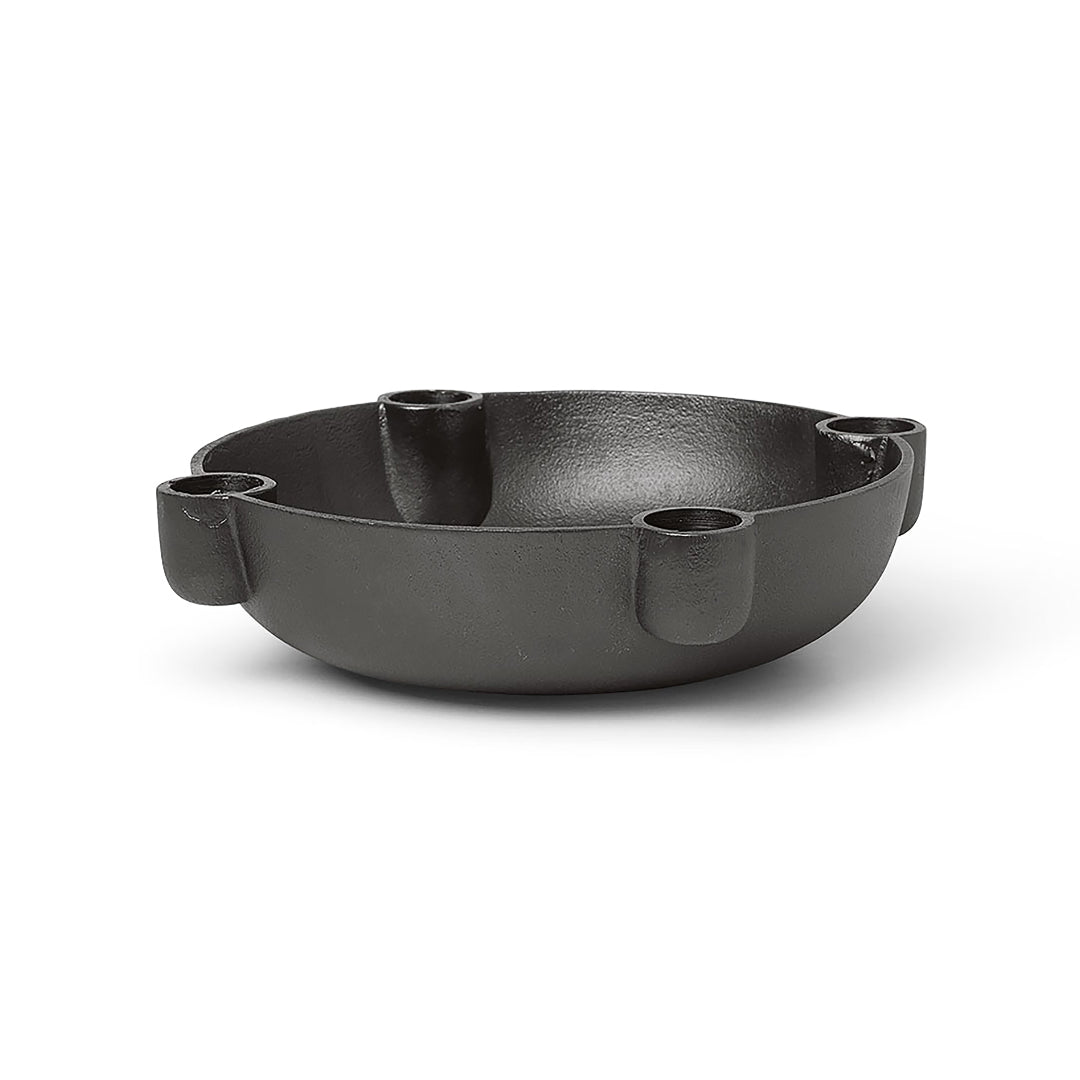 Bowl Candle Holder Medium in Blackened Aluminum