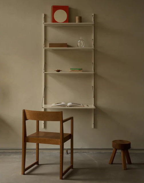 Shelf Library Desk Section │ H72 │ Warm White Steel