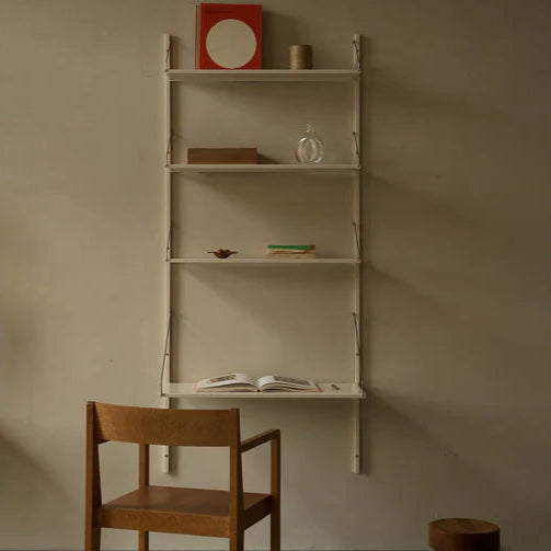 Shelf Library Desk Section │ H72 │ Warm White Steel