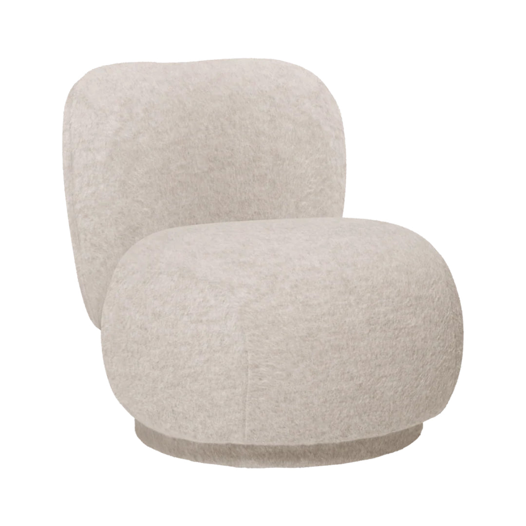 Ferm Living Rico Piccolo Lounge Chair - Swivel - Soft Alpaca - Natural - Batten Home