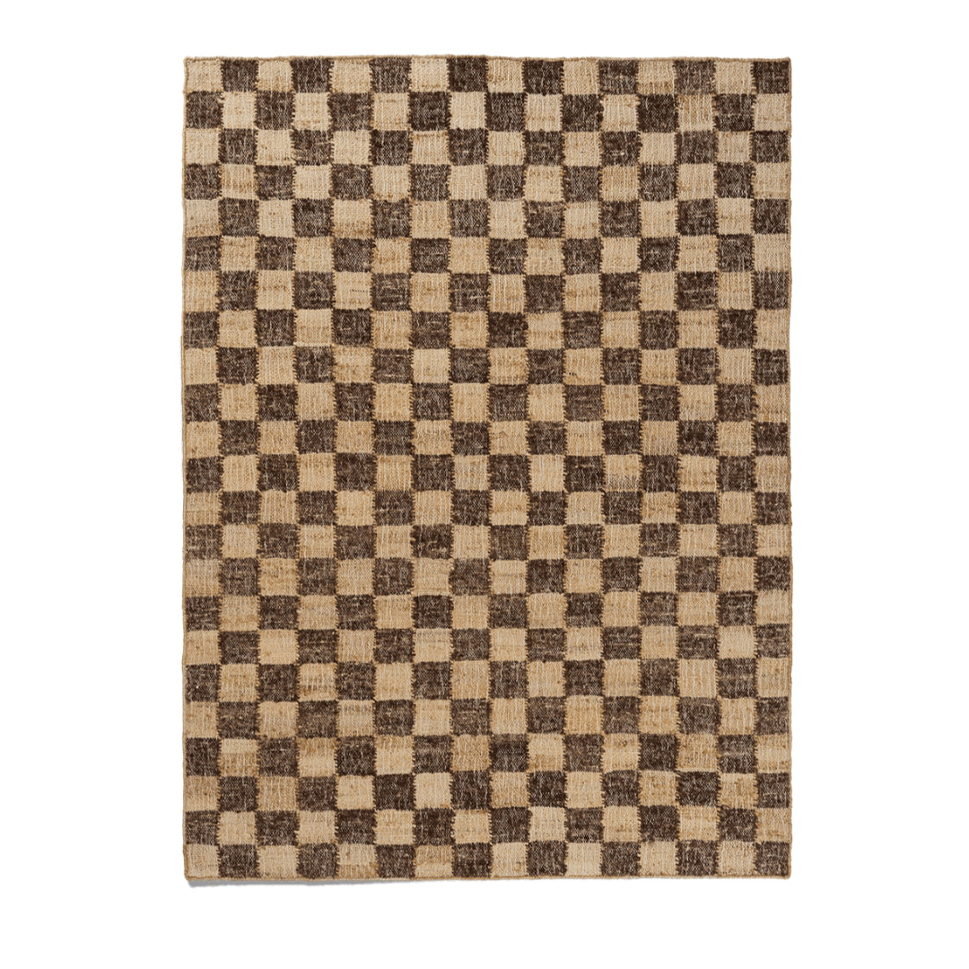 Check Wool Jute Rug - 140 x 200