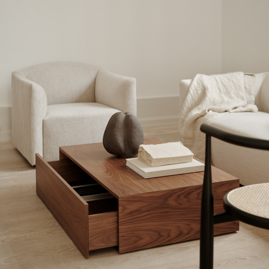 New Works Mass High Coffee Table with Drawer | Batten Home