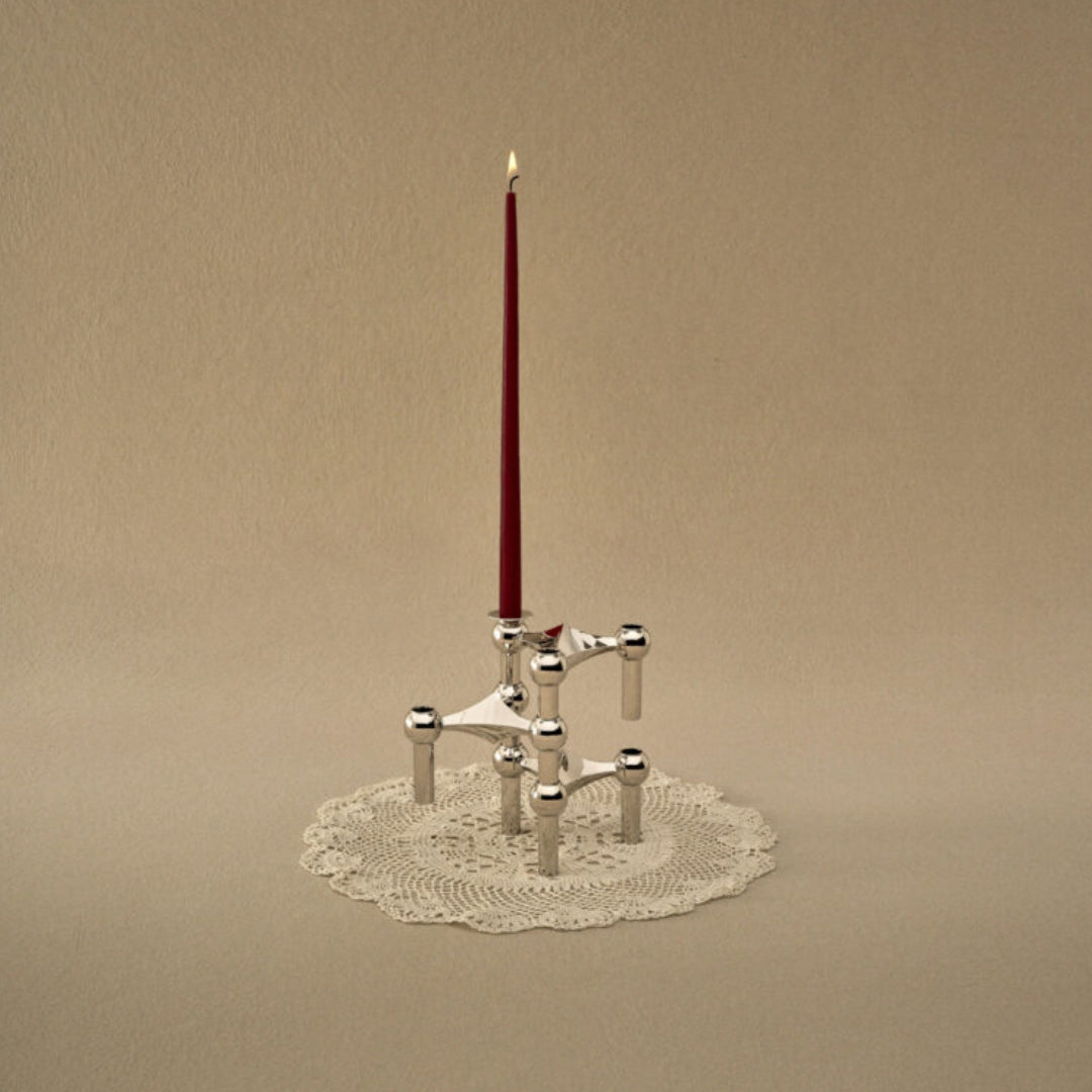 STOFF Nagel Taper Candle by Ester & Erik, Burgundy Red, Set of 6