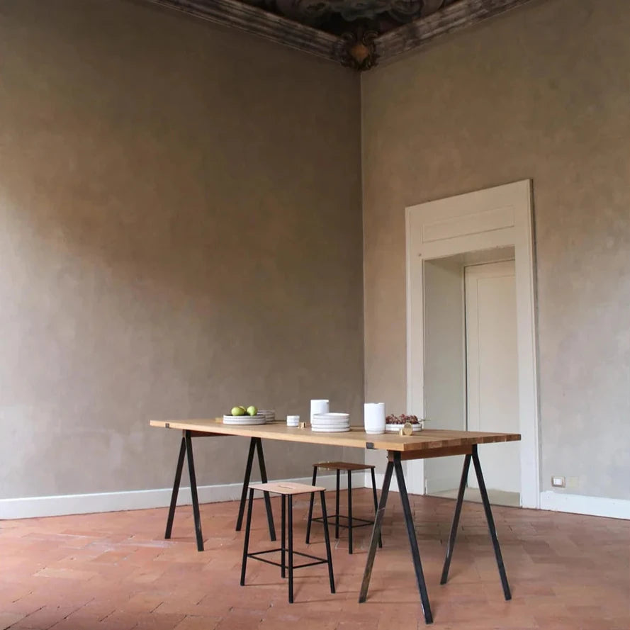 Trestle Table - Blackened Steel/Oak Planks