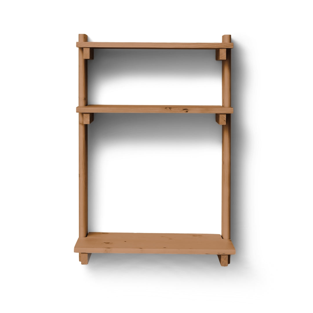 Form and Refine Beam Wall Office Shelf 3, Deep Brown Pine - Batten Home