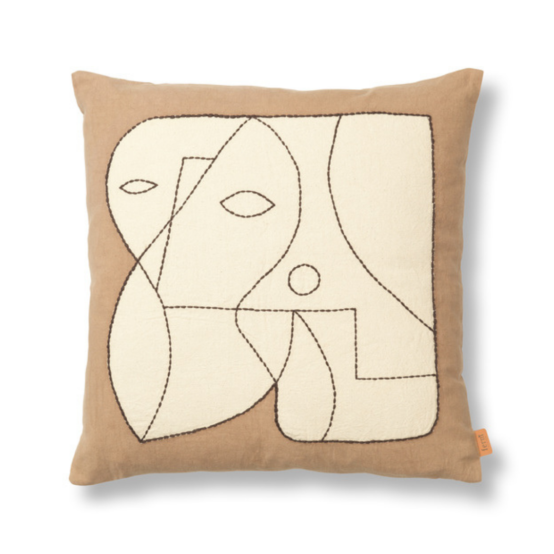 Figure Cushion - Dark Taupe/Off-White