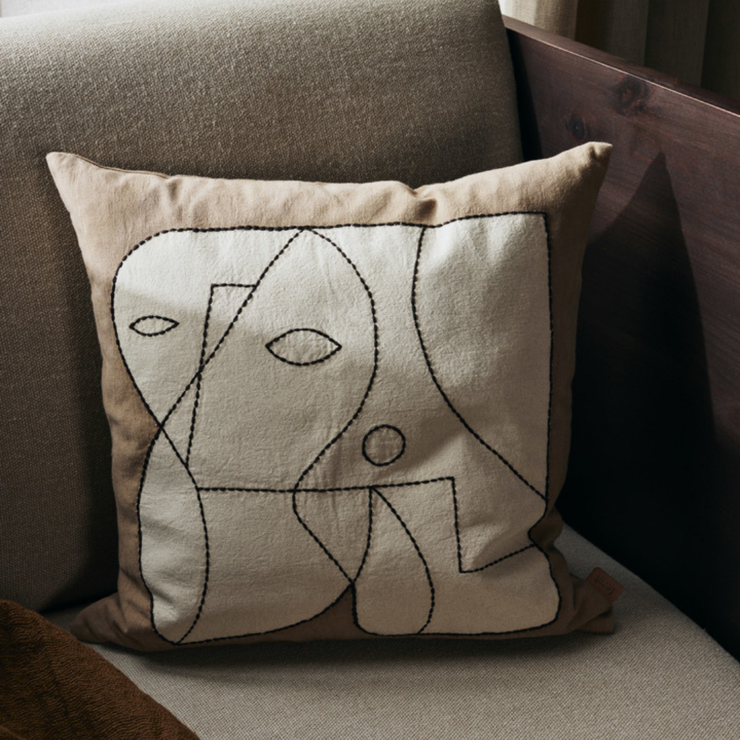Figure Cushion - Dark Taupe/Off-White