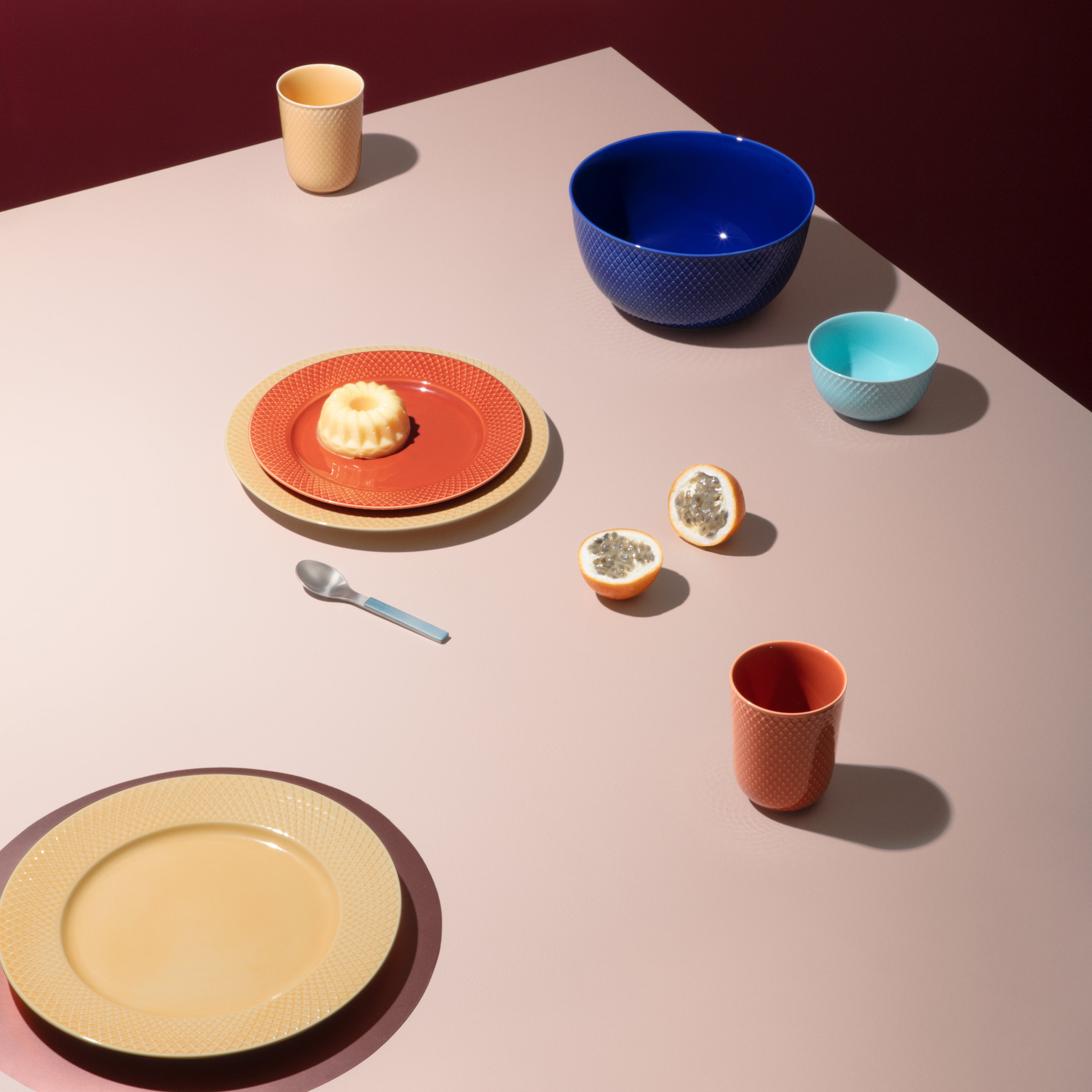 Lyngby Porcelain Rhombe Serving Bowl 22 Dark Blue