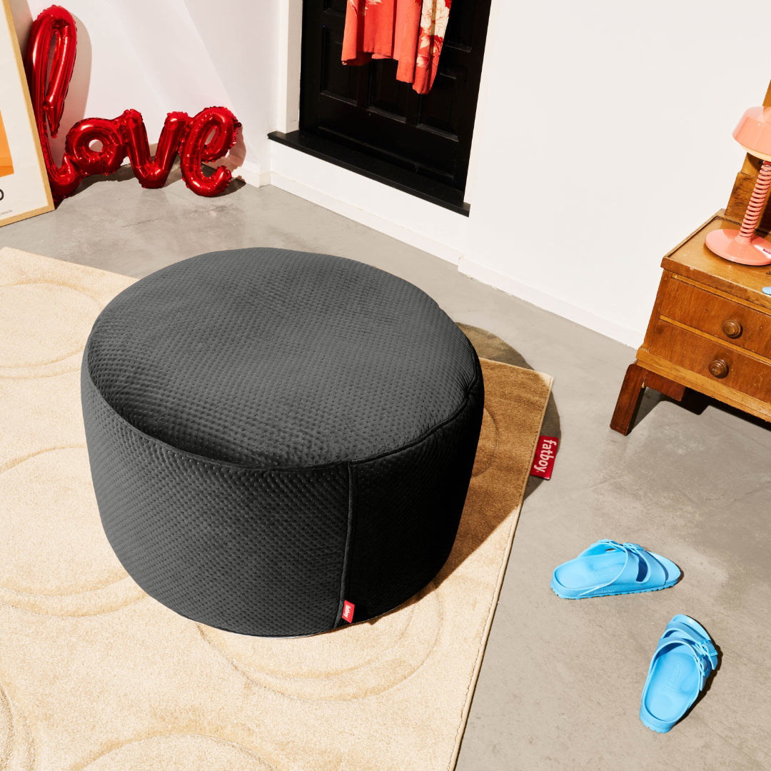 Point Large Recycled Royal Velvet Pouf