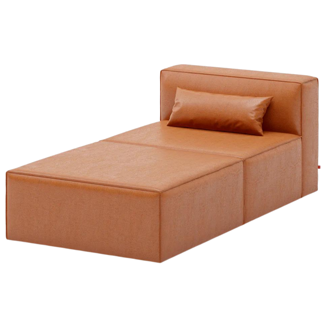 Mix Modular 2-Pc Chaise Vegan Appleskin Leather Cognac - Gus Modern at Batten Home