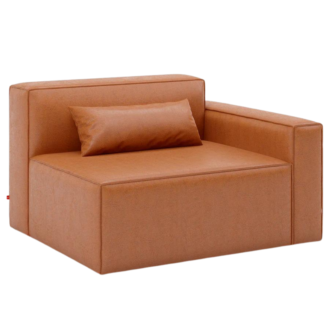 Mix Modular Right Arm Vegan Appleskin Leather Cognac - Gus Modern at Batten Home