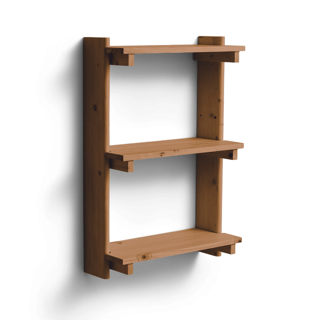 Form and Refine Beam Wall Shelf 3, Deep Brown Pine - Batten Home