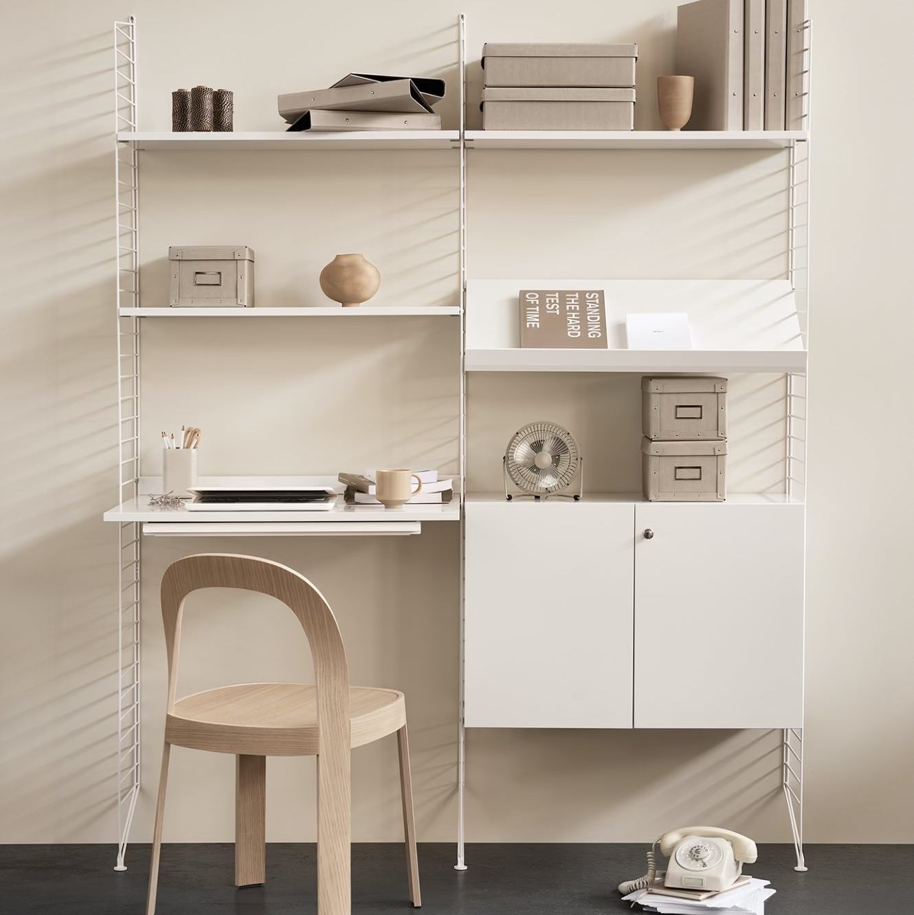 String Workspace Configuration w/ Cabinet with Lock