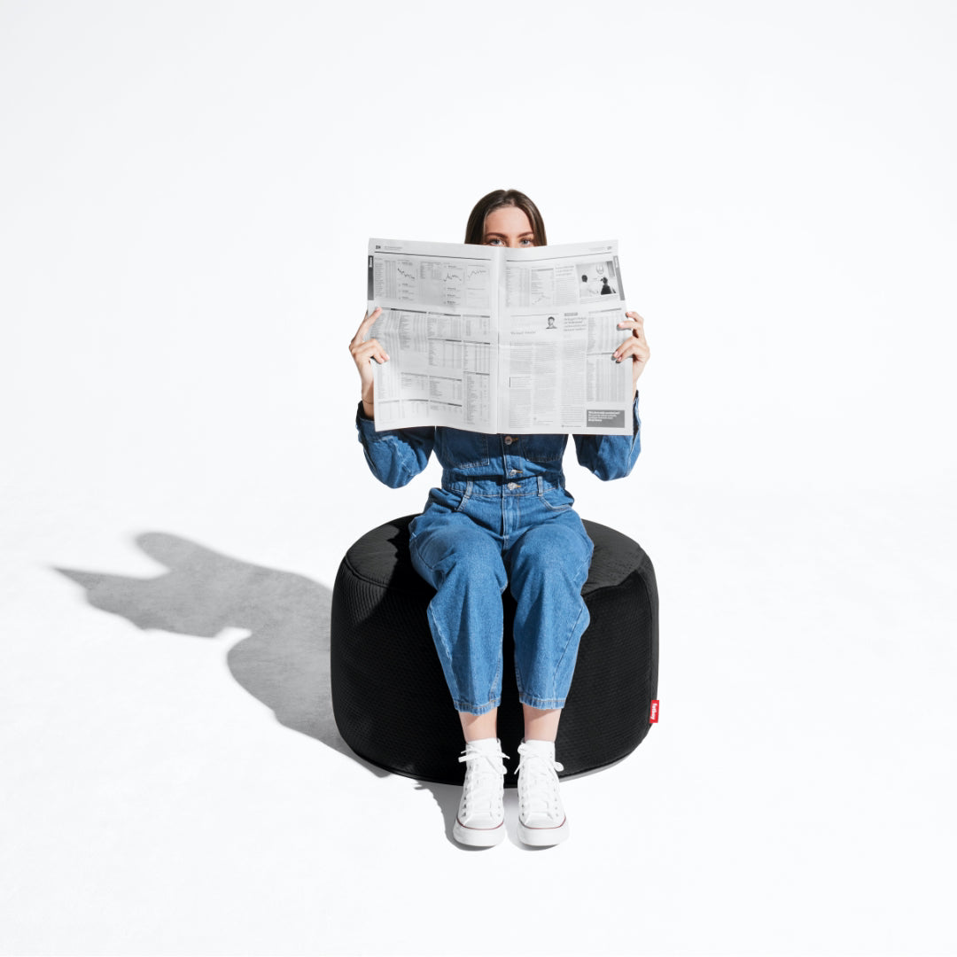 Point Large Recycled Royal Velvet Pouf