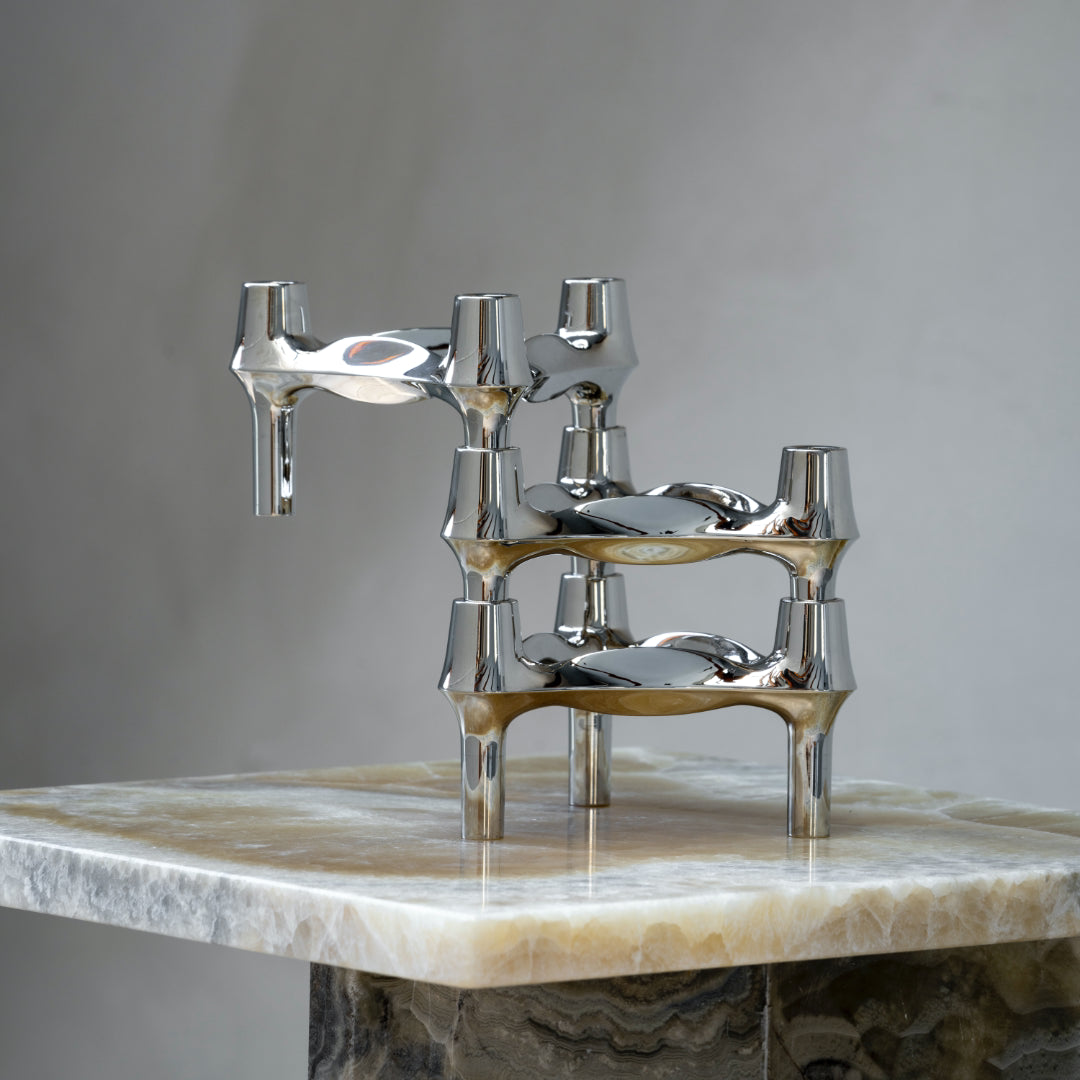 STOFF Nagel BMF Candle Holder, Chrome - Batten Home