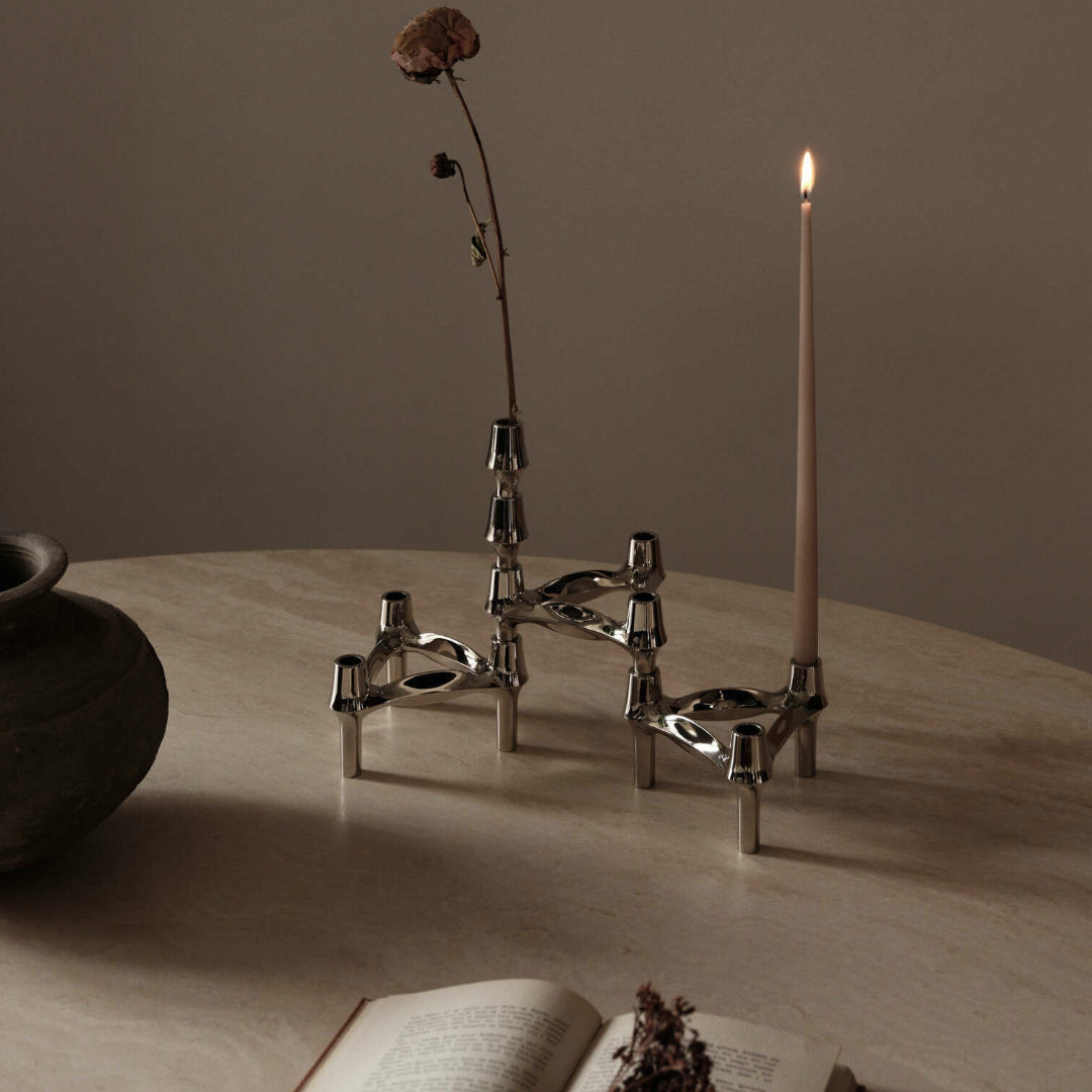 STOFF Nagel BMF Candle Holder, Chrome - Batten Home