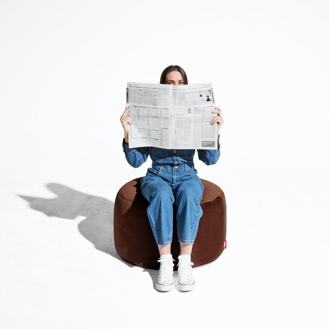 Point Large Recycled Royal Velvet Pouf