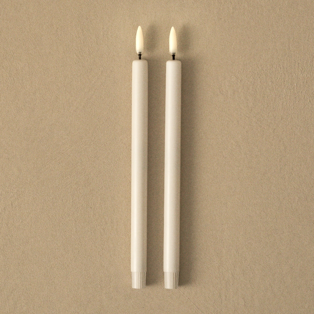 STOFF LED Taper Candle by Uyuni Lighting, White, Set of 2 - Batten Home