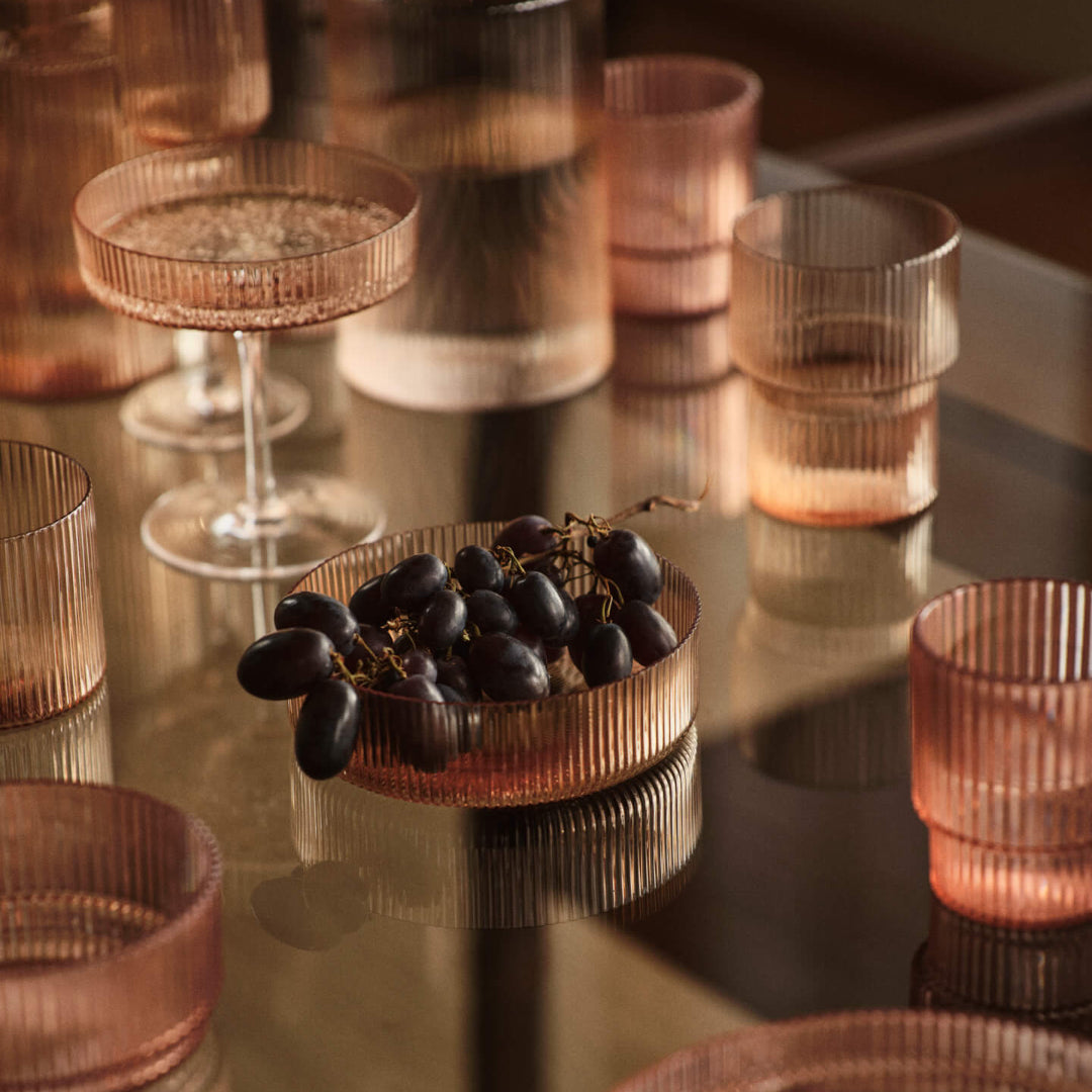 Ferm Living Ripple Champagne Glasses in Blush - Set of 2 - Batten Home