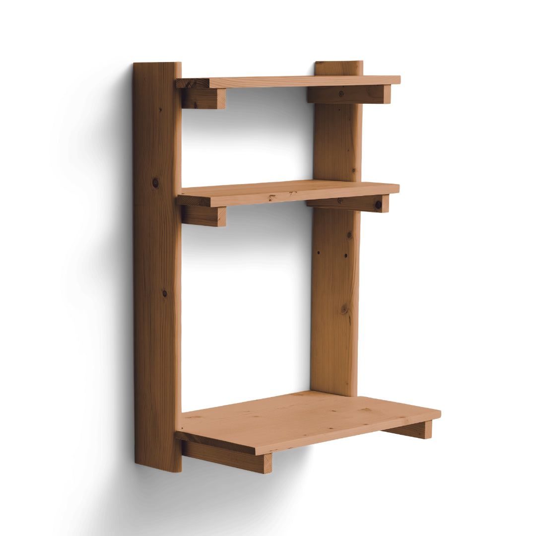 Form and Refine Beam Wall Office Shelf 3, Deep Brown Pine - Batten Home
