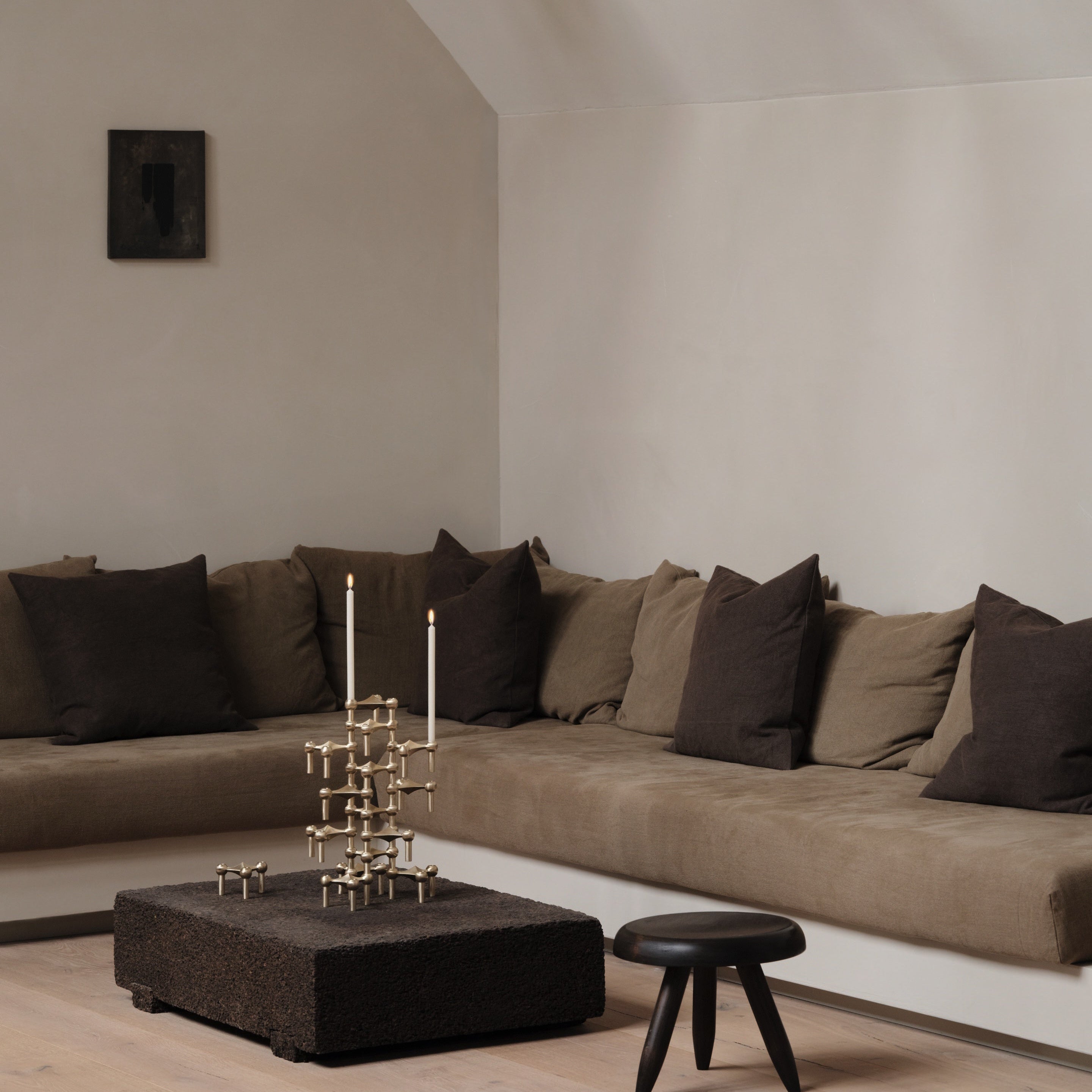 STOFF Nagel Candle Holder, Brushed Brass