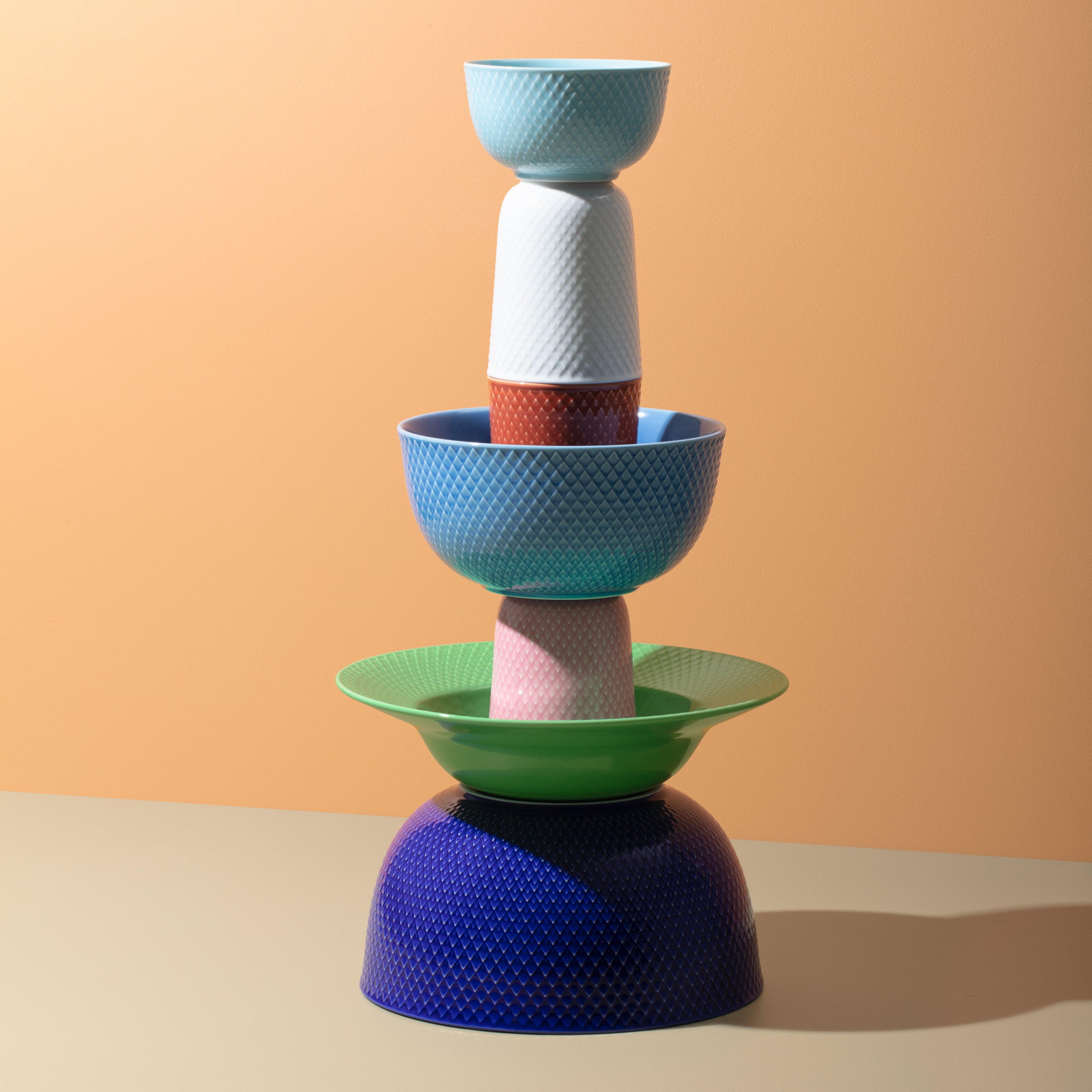 Lyngby Porcelain Rhombe Soup Plate 24.5 Green