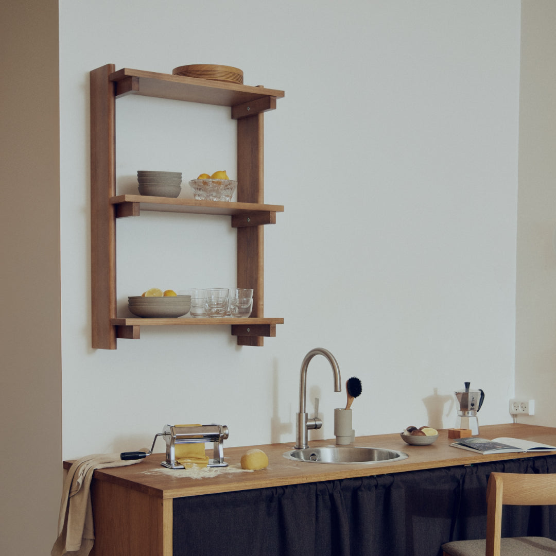 Form and Refine Beam Wall Shelf 3, Deep Brown Pine - Batten Home