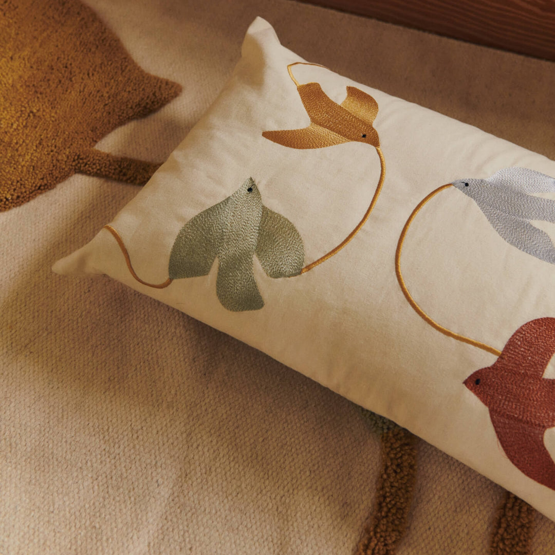 Swif Bird Embroidered Cushion - Rectangular