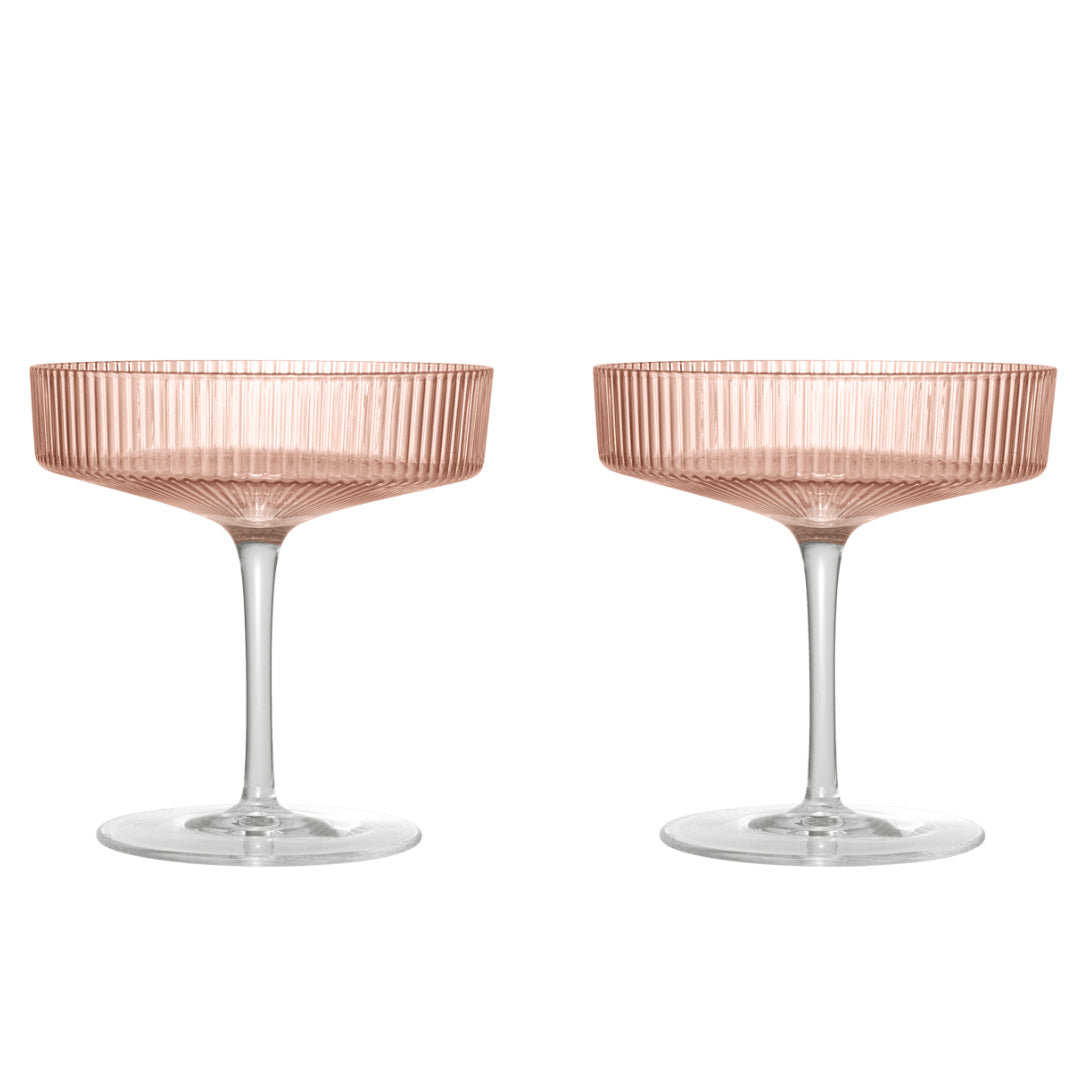 Ferm Living Ripple Champagne Glasses in Blush - Set of 2 - Batten Home