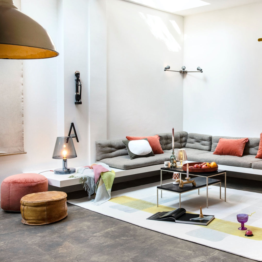 Point Recycled Velvet Pouf Ottoman